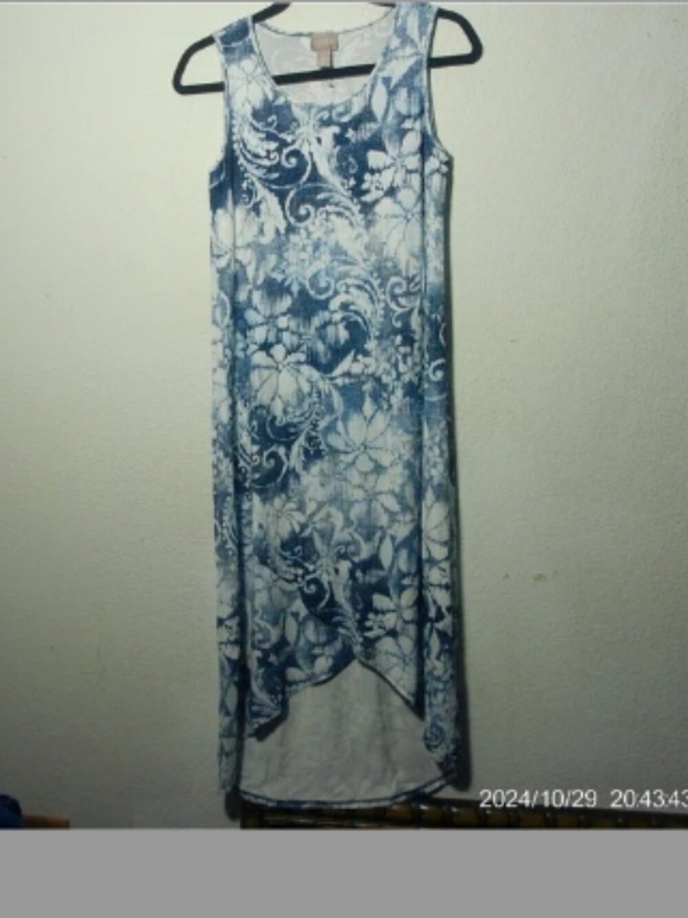 Chico’s Navy & White Sleeveless Printed High Low Hemline Dress Size: 0